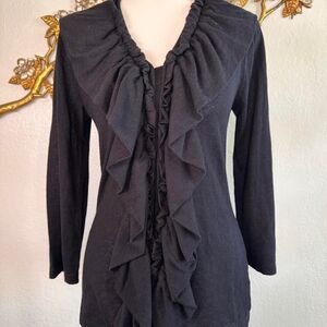 Beautiful black ruffle front top